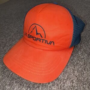 La Sportiva Hat Cap SnapBack Orange Blue Trucker Trail Running Mesh Vintage